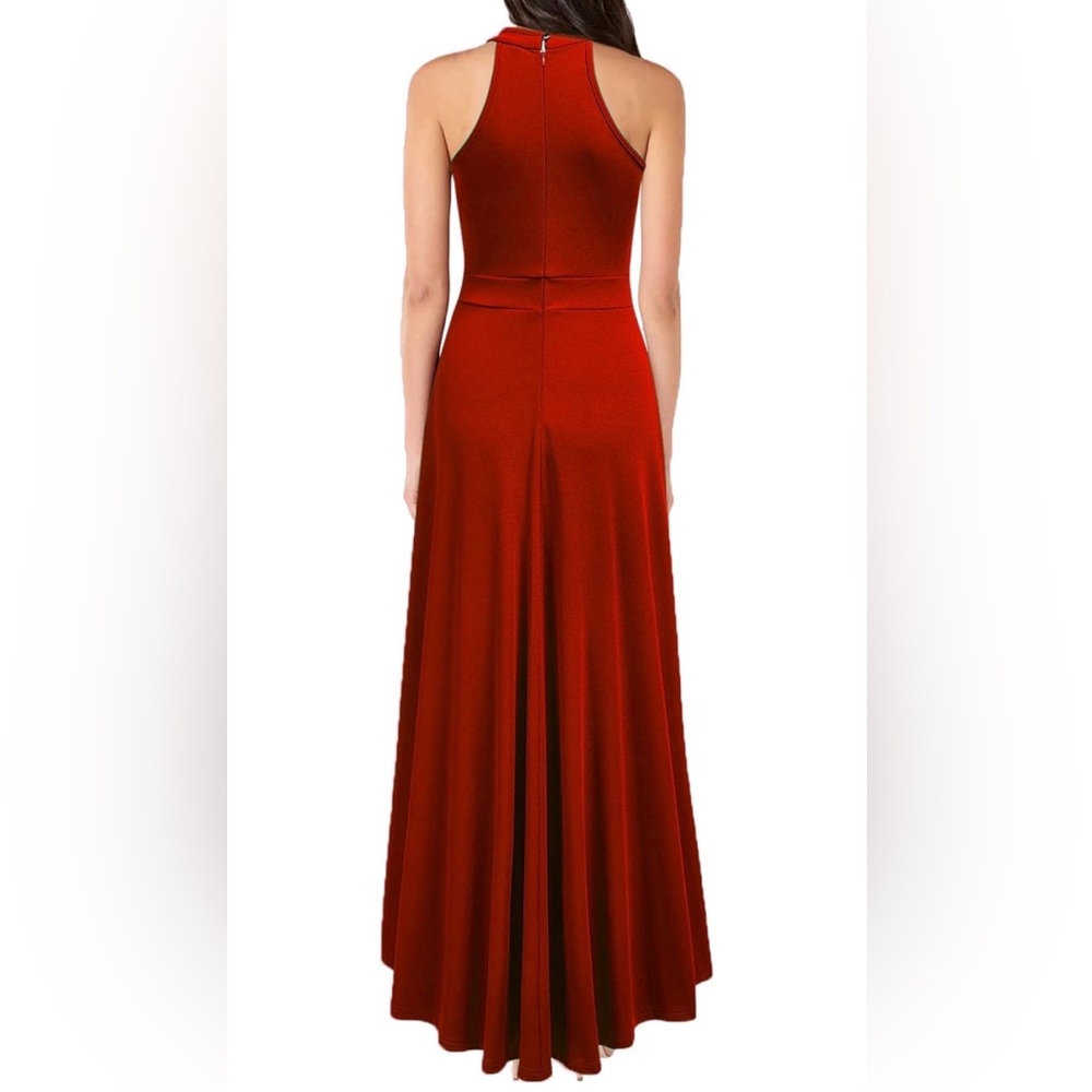 Halter High-Low Ruffle Skirt - Deep Red - Picture 2 of 5